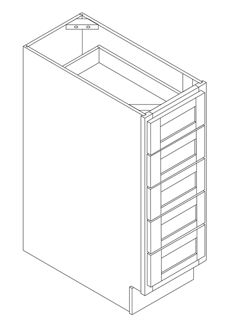 Vista Frameless White Drawer Base Cabinet w/ 5 Spice Drawers