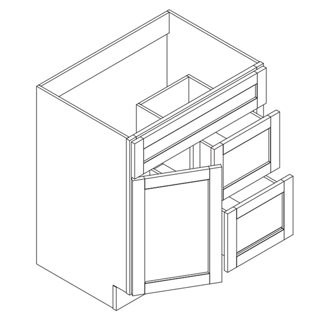 Coastal Shaker White Vanity Sink Combo 1 Door 2 Drawers