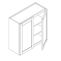 Coastal Shaker White Wall Cabinet 2 Door 36" High
